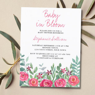 Budget Baby in Bloom Girl's Baby Shower Invitation