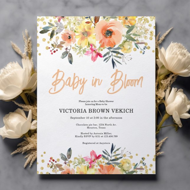 Budget Baby in Bloom Orange Baby Shower Invitation (Creator Uploaded)