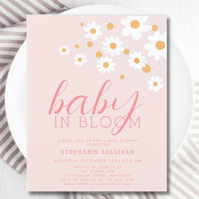 Budget Baby in Bloom Pink Daisy Baby Shower Invite (Creator Uploaded)