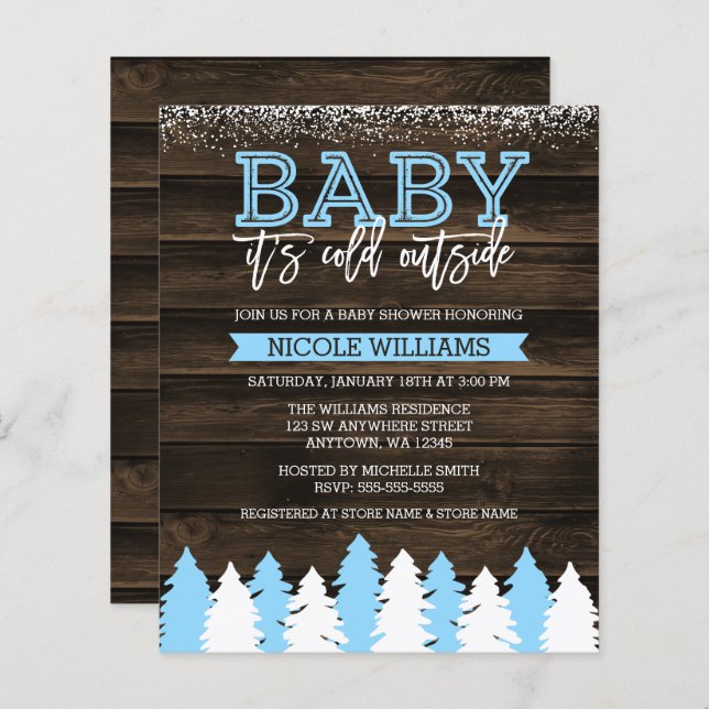Budget Baby It's Cold Outside Snow Boy Baby Shower (Front/Back)