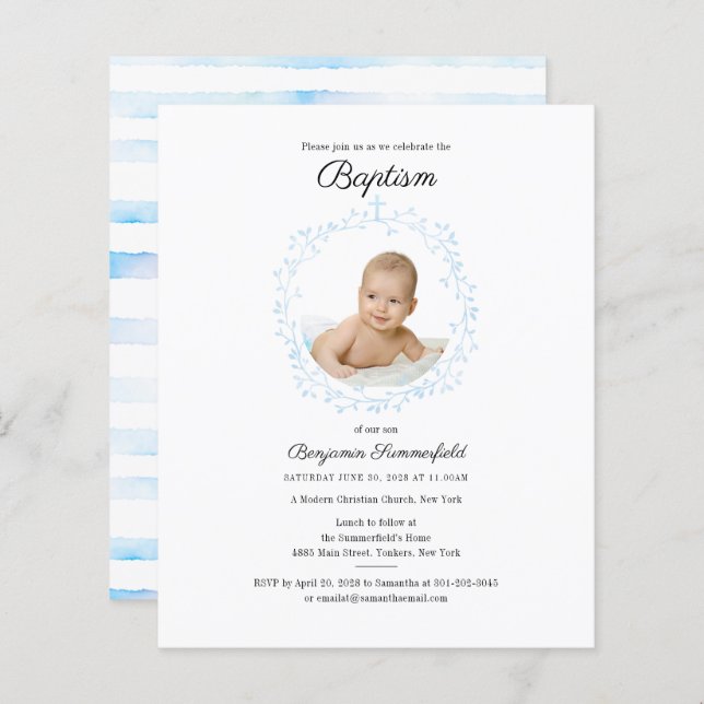 Budget Baby Photo Baptism Religious Event Invite (Front/Back)