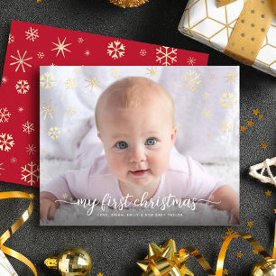Budget Baby Photo First Christmas Snowflakes Card
