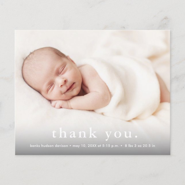 Budget Baby Photo Thank You Birth Announcement (Front)