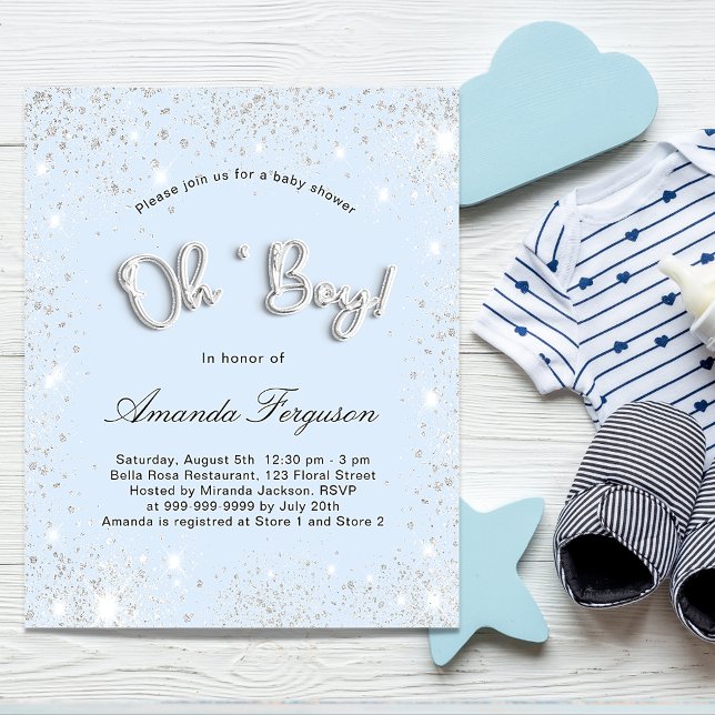 Budget Baby Shower baby blue boy silver glitter (Creator Uploaded)