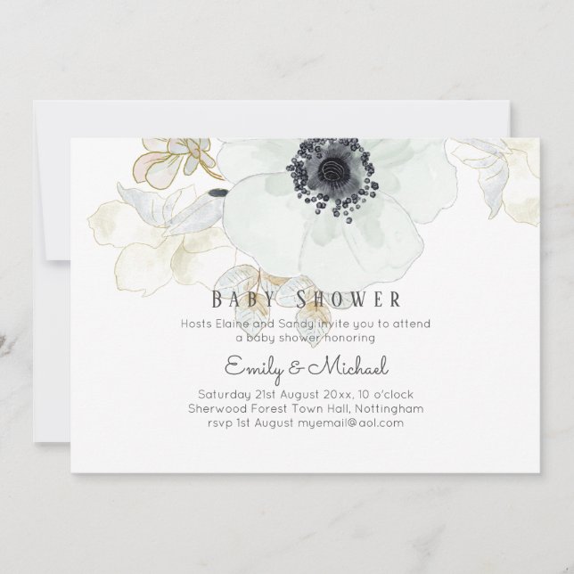 BUDGET Baby Shower Blue Anemone Invitation (Front)