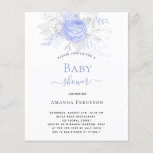 Budget Baby Shower blue floral silver white boy