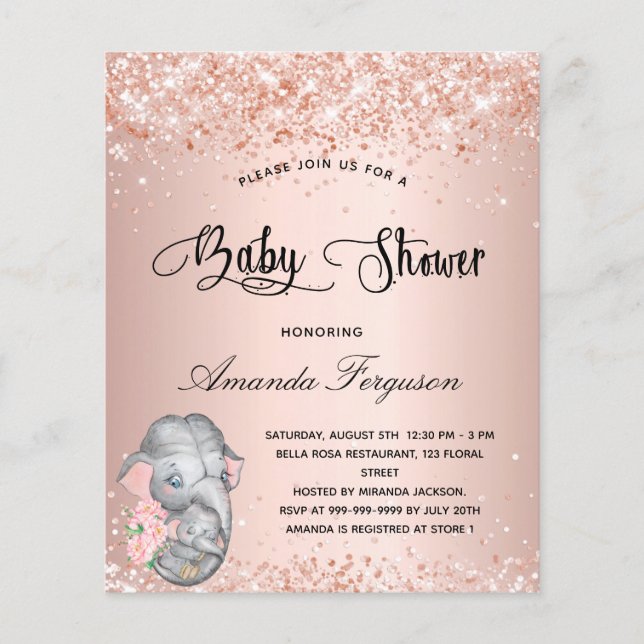 Budget Baby Shower blush rose elephant girl mum (Front)
