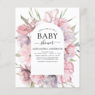 Budget Baby Shower Boho Dusty Pink Purple Flyer