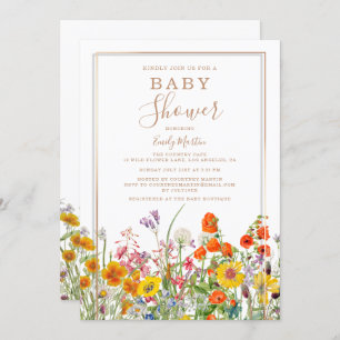 Budget Baby Shower Colourful Country Wild Flowers Invitation