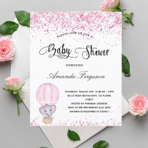 Budget Baby Shower elephant girl blush pink white