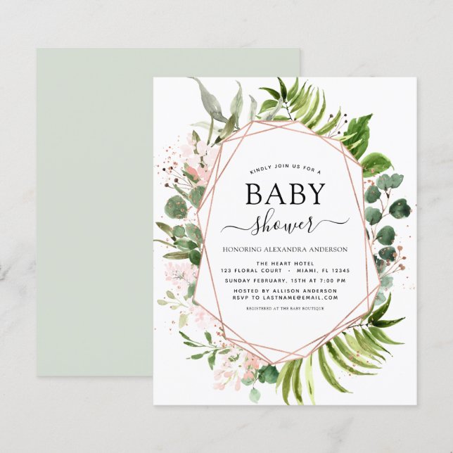 Budget Baby Shower Eucalyptus Botanical Geometric (Front/Back)