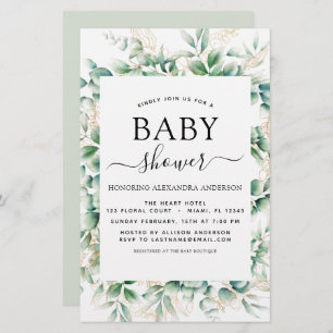 Budget Baby Shower Eucalyptus Botanical Geometric