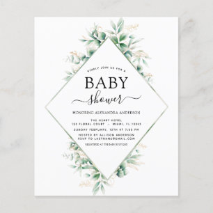 Budget Baby Shower Eucalyptus Botanical Geometric Flyer