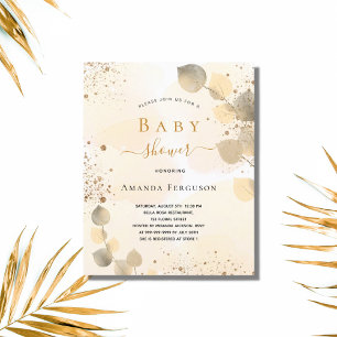 Budget Baby Shower eucalyptus glitter golden fall