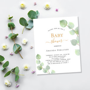 Budget Baby Shower eucalyptus greenery invitation