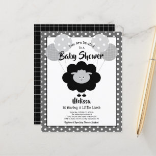 Budget Baby Shower Fun Black White Lamb Invitation