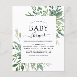 Budget Baby Shower Greenery Botanical Flyer