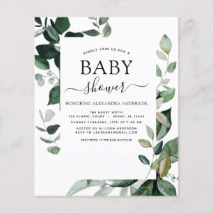 Budget Baby Shower Greenery Botanical Flyer