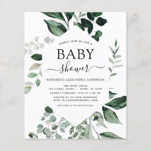 Budget Baby Shower Greenery Botanical Flyer