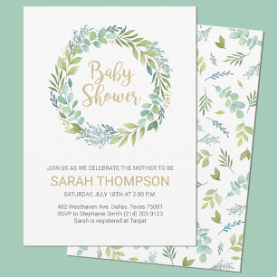 Budget Baby Shower Greenery Eucalyptus Invitation