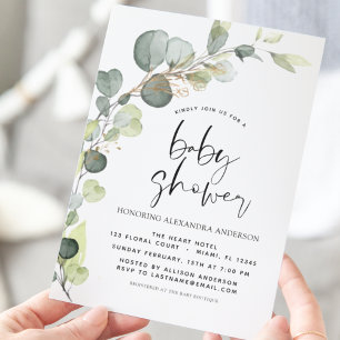Budget Baby Shower Greenery Eucalyptus Invitations Flyer