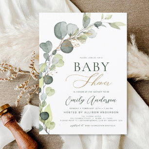 Budget Baby Shower Greenery Eucalyptus Invitations Flyer