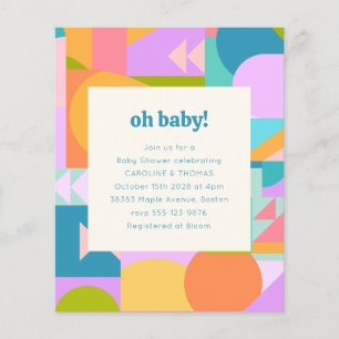 Budget Baby Shower Invitation Colorful Geometric