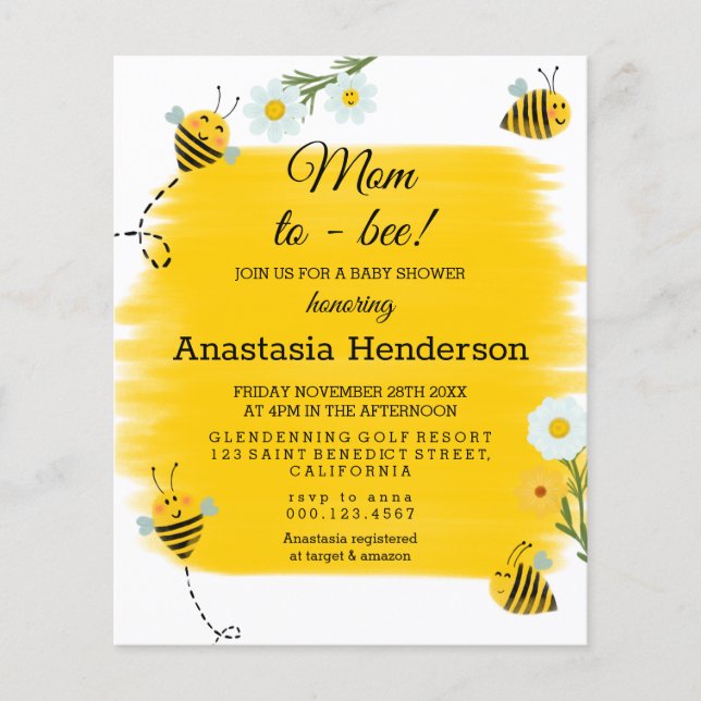 Budget Baby shower Invitation. Flyer (Front)