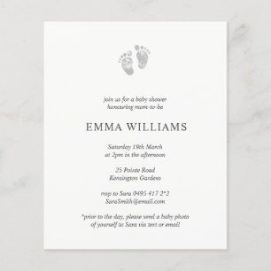Budget Baby Shower Invitation Gray Footprint  Flyer