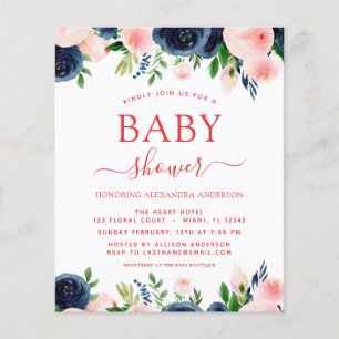 Budget Baby Shower Navy Blue Blush Pink Floral
