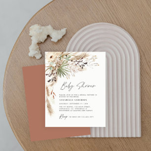 Budget baby shower pampas modern boho elegant flyer