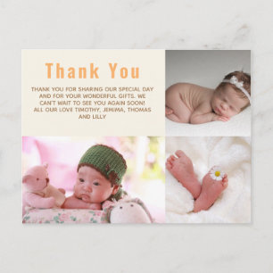 BUDGET Baby Shower PHOTO Collage Thank You Postcard