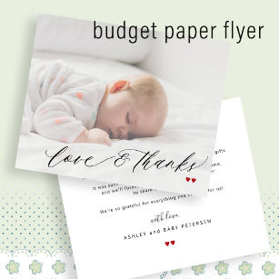 Budget baby shower photo simple thank you card