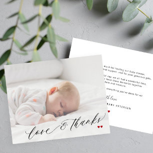 Budget baby shower photo simple thank you card