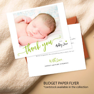 Budget baby shower photo thank you card