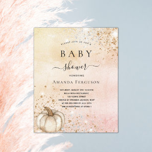 Budget baby shower pumpkin rose gold glitter