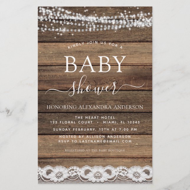 Budget Baby Shower Rustic Farmhouse Lace (Front)