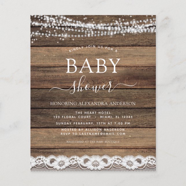 Budget Baby Shower Rustic Farmhouse Lace (Front)