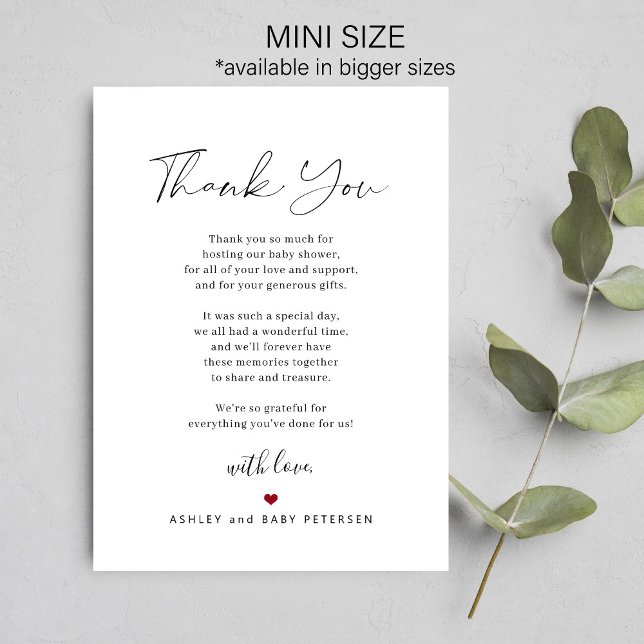 Budget baby shower script thank you card (Creator Uploaded)