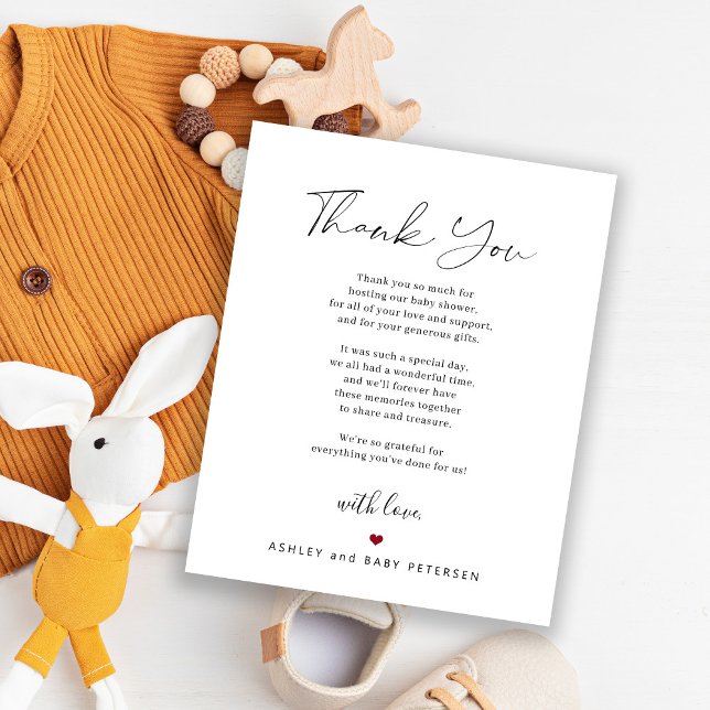 Budget baby shower script thank you card (Creator Uploaded)