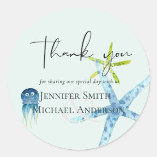 BUDGET Baby Shower Sea Life Octopus Starfish Classic Round Sticker