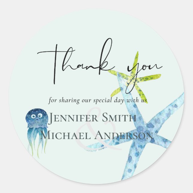 BUDGET Baby Shower Sea Life Octopus Starfish Classic Round Sticker (Front)