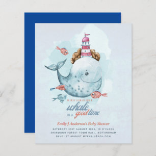 BUDGET Baby Shower Sea Life Whale Boys Blue Invite