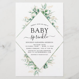Budget Baby Shower Sprinkle Eucalyptus Geometric