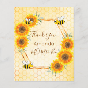 BUDGET Baby shower sunflowers bee Thank You Card
