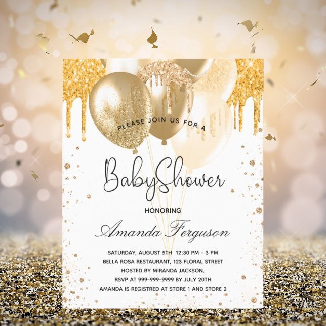 Budget baby shower white gold glitter balloons (Creator Uploaded)
