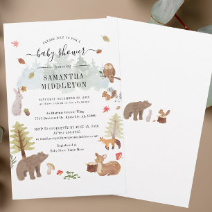 Budget Baby Shower Woodland Animals Invitation Stationery