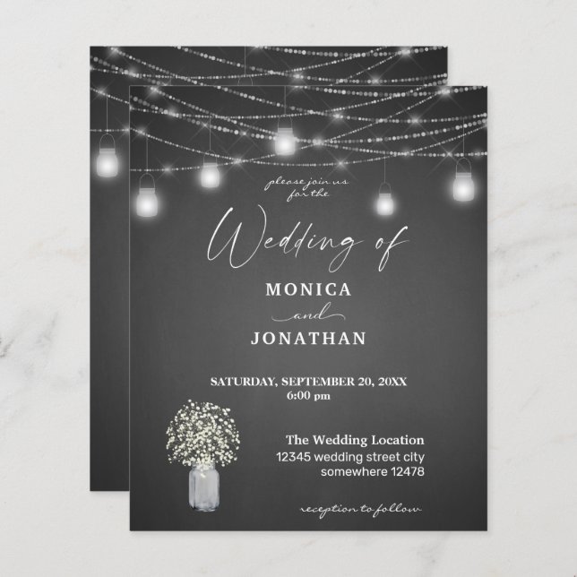 Budget Baby's Breath, G Chalkboard, String Lights (Front/Back)