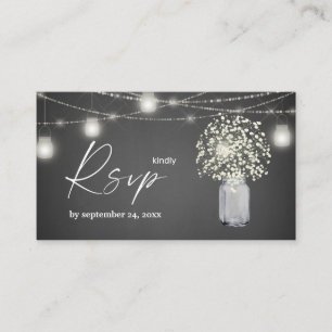 Budget Baby's Breath, Gra Chalkboard 2SM Meal RSVP Enclosure Card