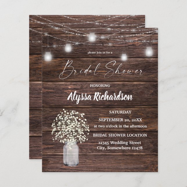 Budget Baby's Breath & String Lights Bridal Shower (Front/Back)